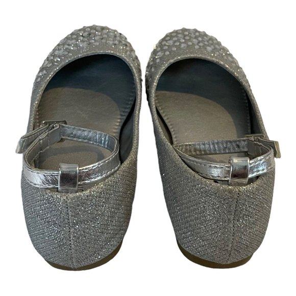 Tip Top Girls Dress Shoes Silver Glitter Rhinestone 12 - Picture 4 of 8